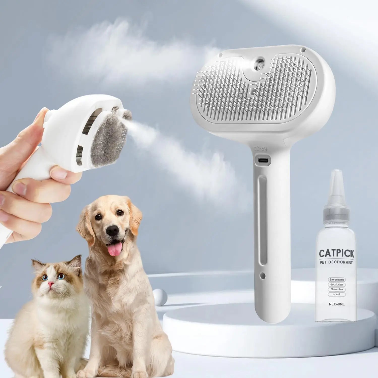 Revolutionary Pet Spray Hair Removal Comb - Effortless Grooming for Dogs & Cats with Shedding Button
