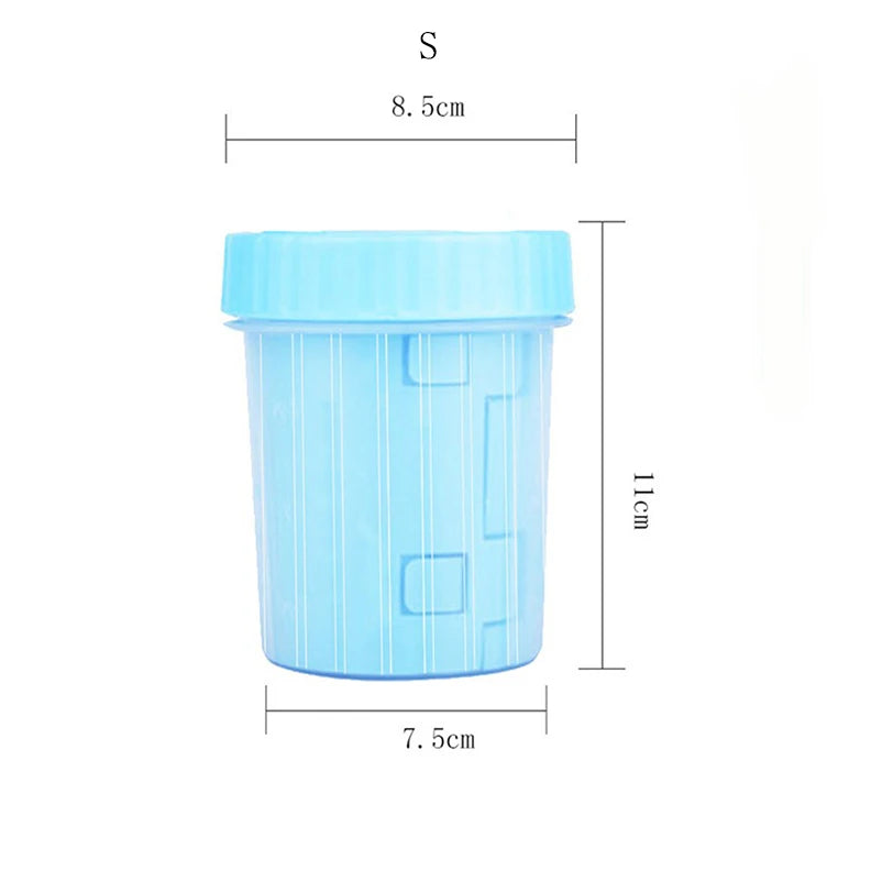Small blue Pawvero pet grooming cup with size dimensions 8.5x7.5x11cm shown.