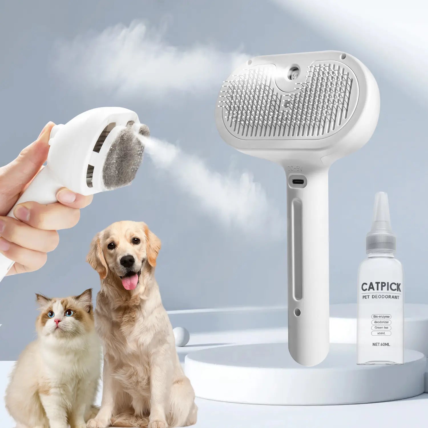 Revolutionary Pet Spray Hair Removal Comb - Effortless Grooming for Dogs & Cats with Shedding Button